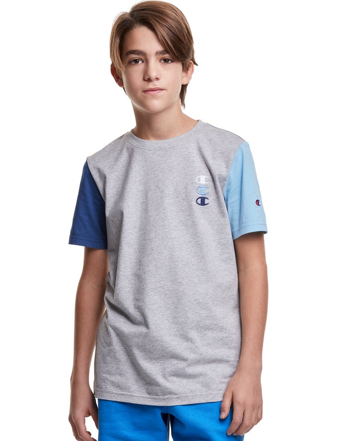 Champion T-Shirt Jongens - Grijs - Triple Stacked Logo ( 216439-JHG )